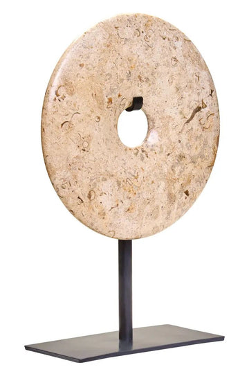 Zovo Small Natural Speckled Marble Round Disc Sculpture