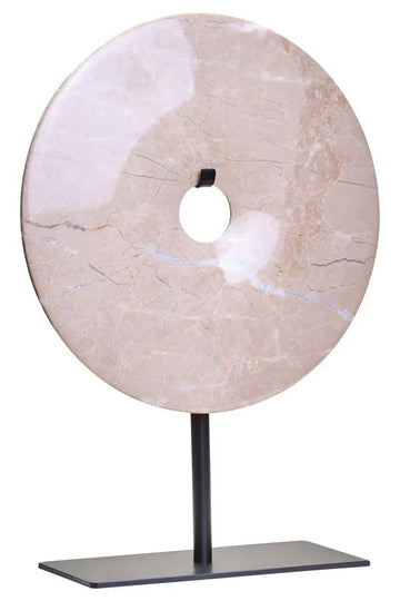 Zovo Small Cream Marble Round Disc Sculpture
