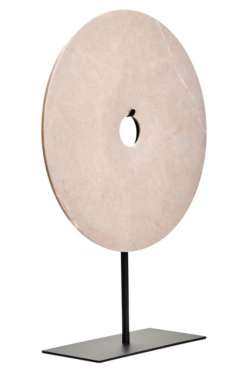 Zovo Large Cream Marble Round Disc Sculpture