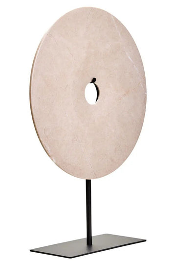 Zovo Large Cream Marble Round Disc Sculpture