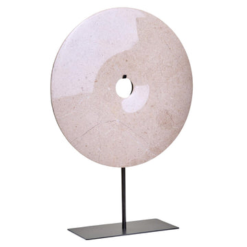 Zovo Extra Large Cream Round Marble Disc Sculpture