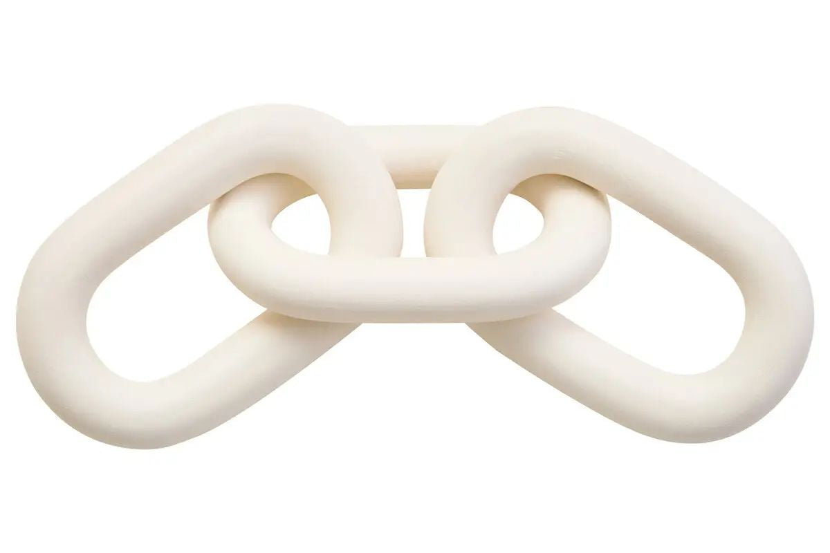 Kairo White Wood 3 Link Chain Sculpture