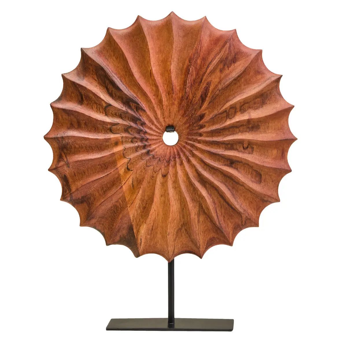 Nestro Brown Wood Round Sculpture With Black Base