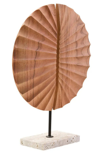 Nestro Natural Wood Sculpture With Travertine Base