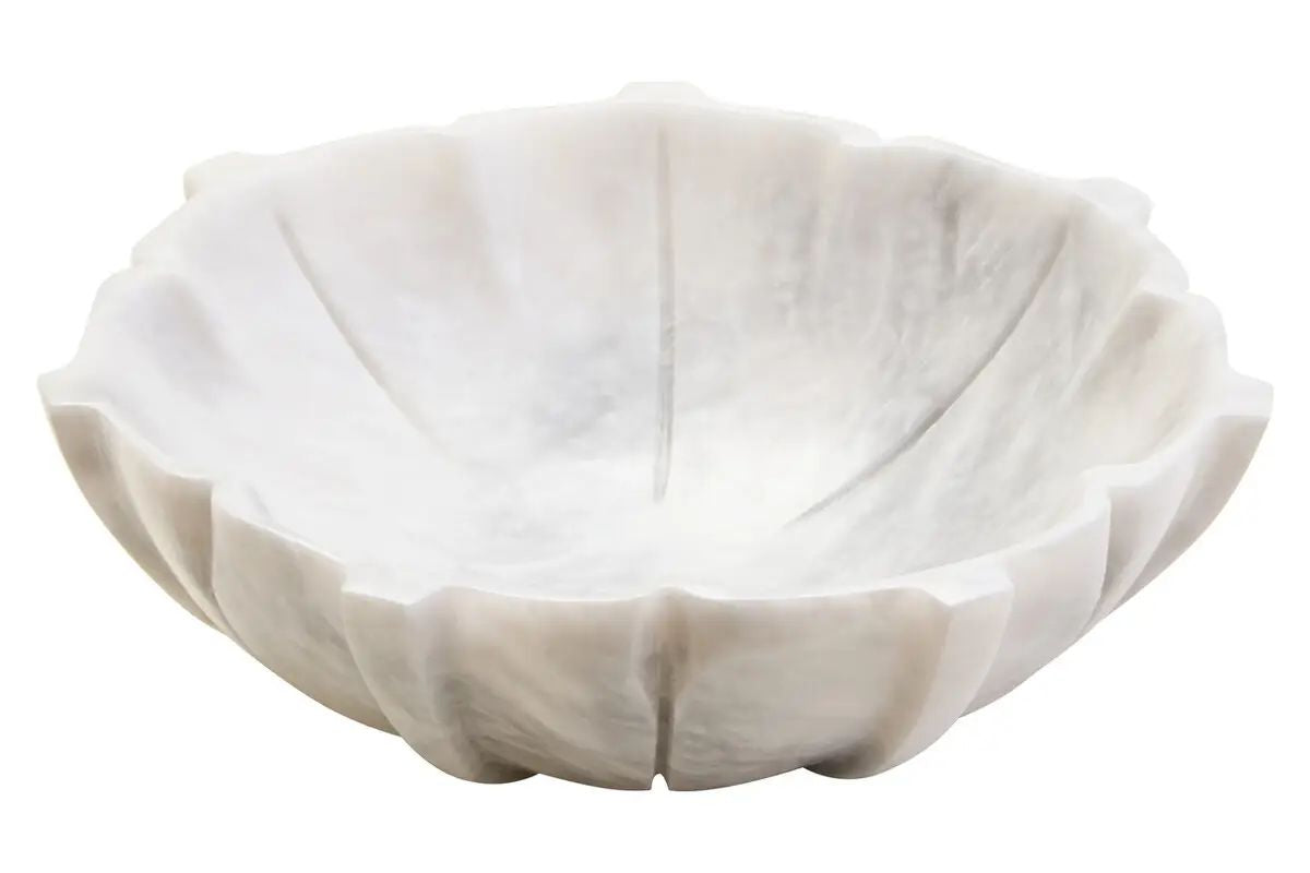Zovo Medium White Marble Lotus Bowl