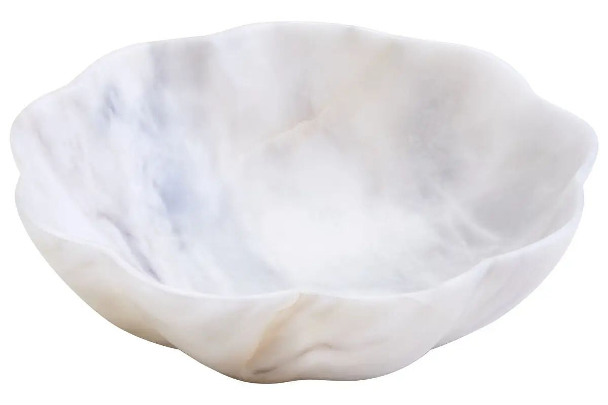 Zovo Small White Marble Scalloped Bowl
