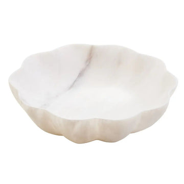 Zovo Medium White Marble Scalloped Bowl