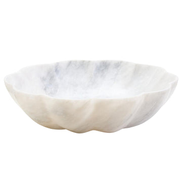 Zovo Large White Marble Scalloped Bowl