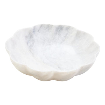 Zovo Large White Marble Scalloped Bowl
