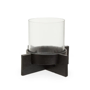 Halix Small Matt Black Finish Candle Holder