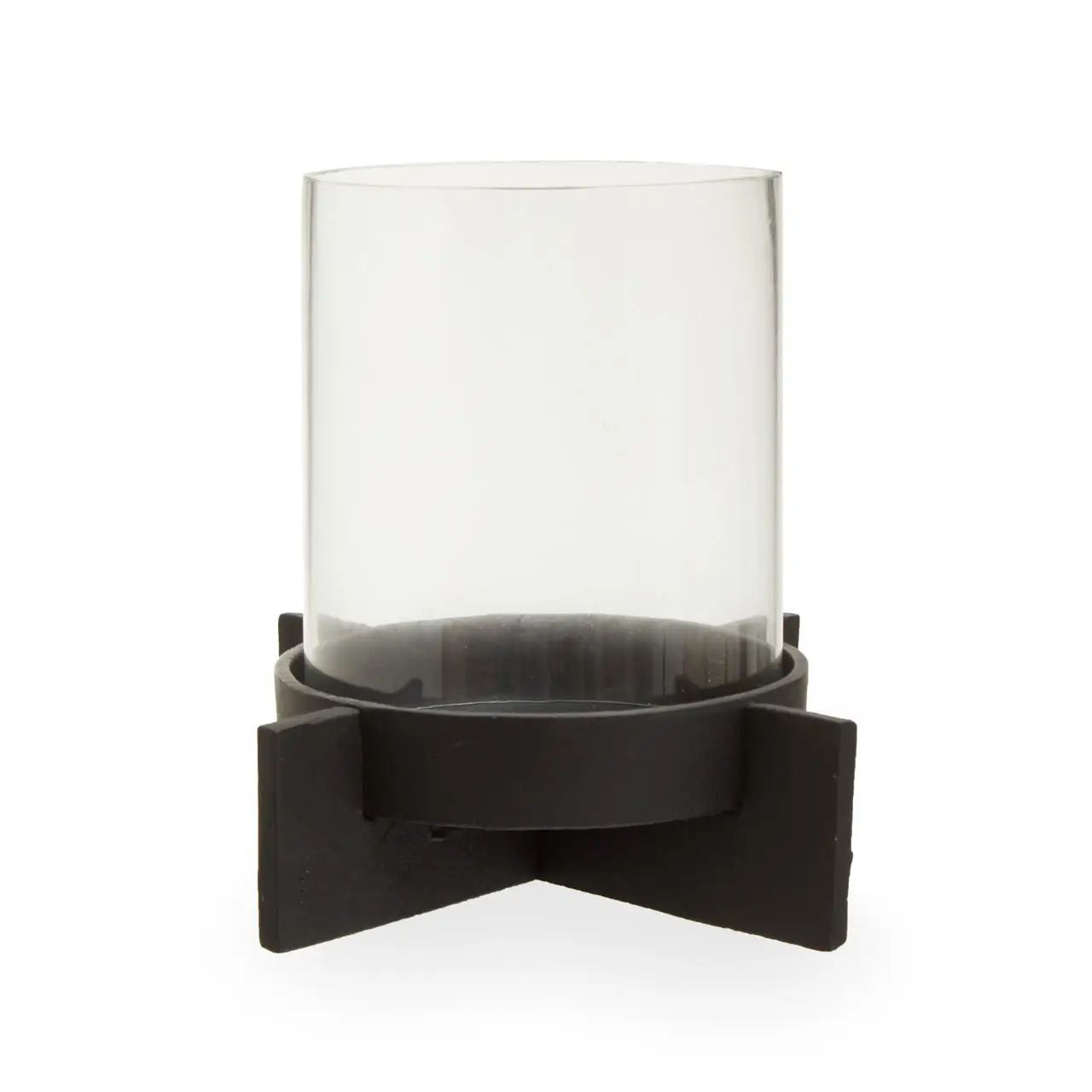 Halix Large Matt Black Finish Candle Holder