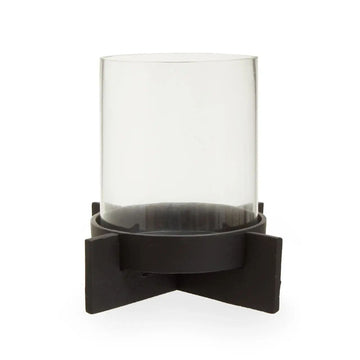 Halix Large Matt Black Finish Candle Holder