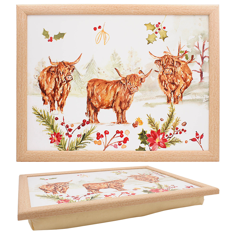 Highland Cows Christmas Lap Tray