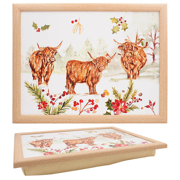 Highland Cows Christmas Lap Tray