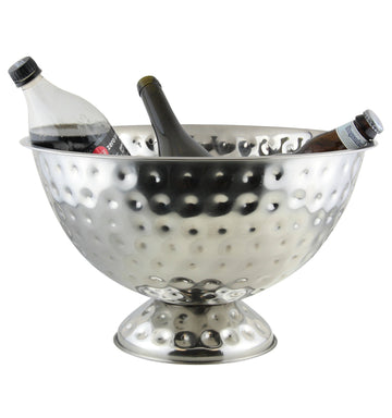 Round Stainless Steel Hammered Ice Bucket