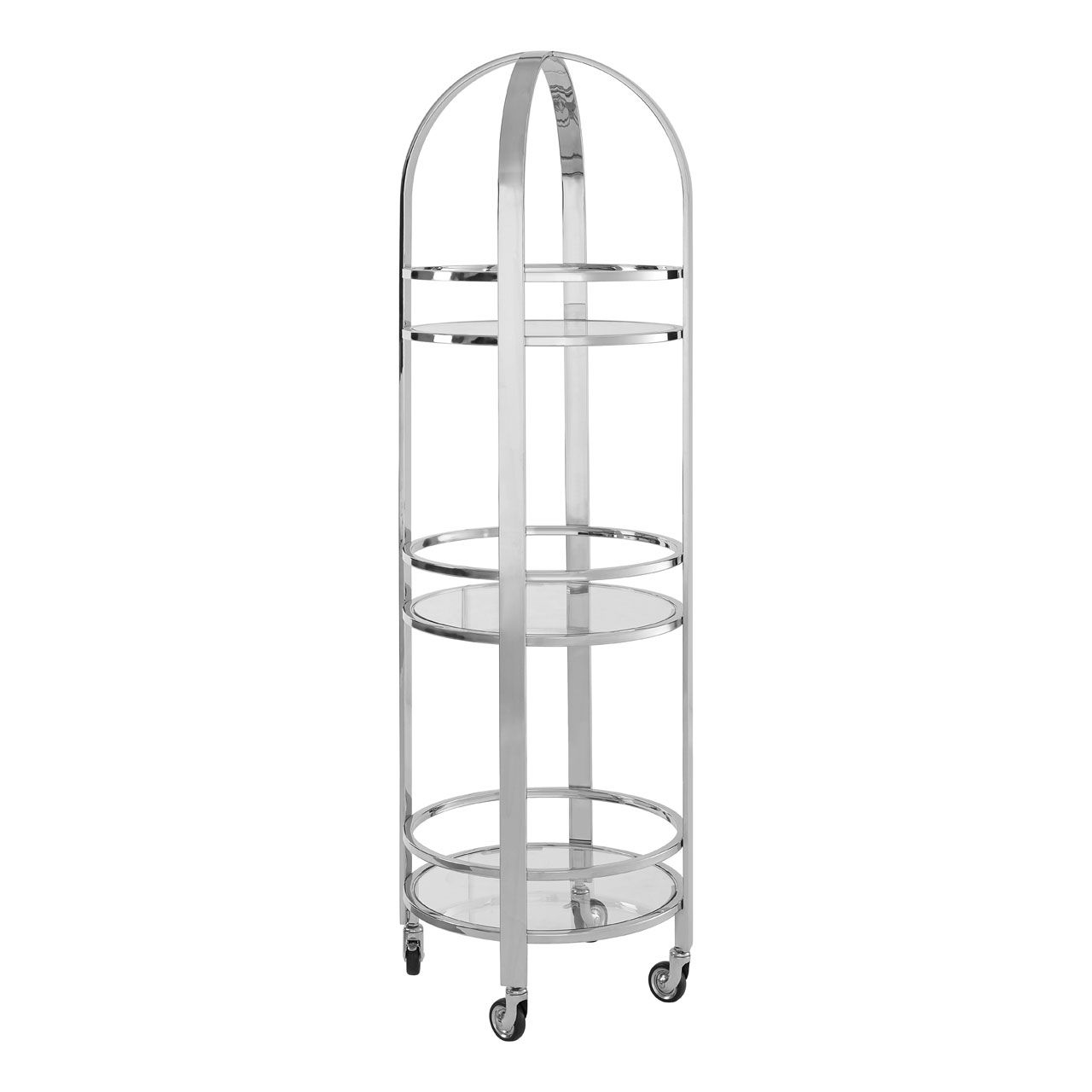 Piermount Silver Finish Three Round Shelves Cart