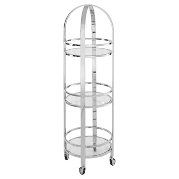 Piermount Silver Finish Three Round Shelves Cart