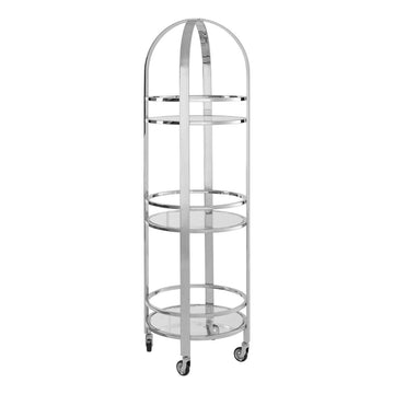 Piermount Silver Finish Three Round Shelves Cart