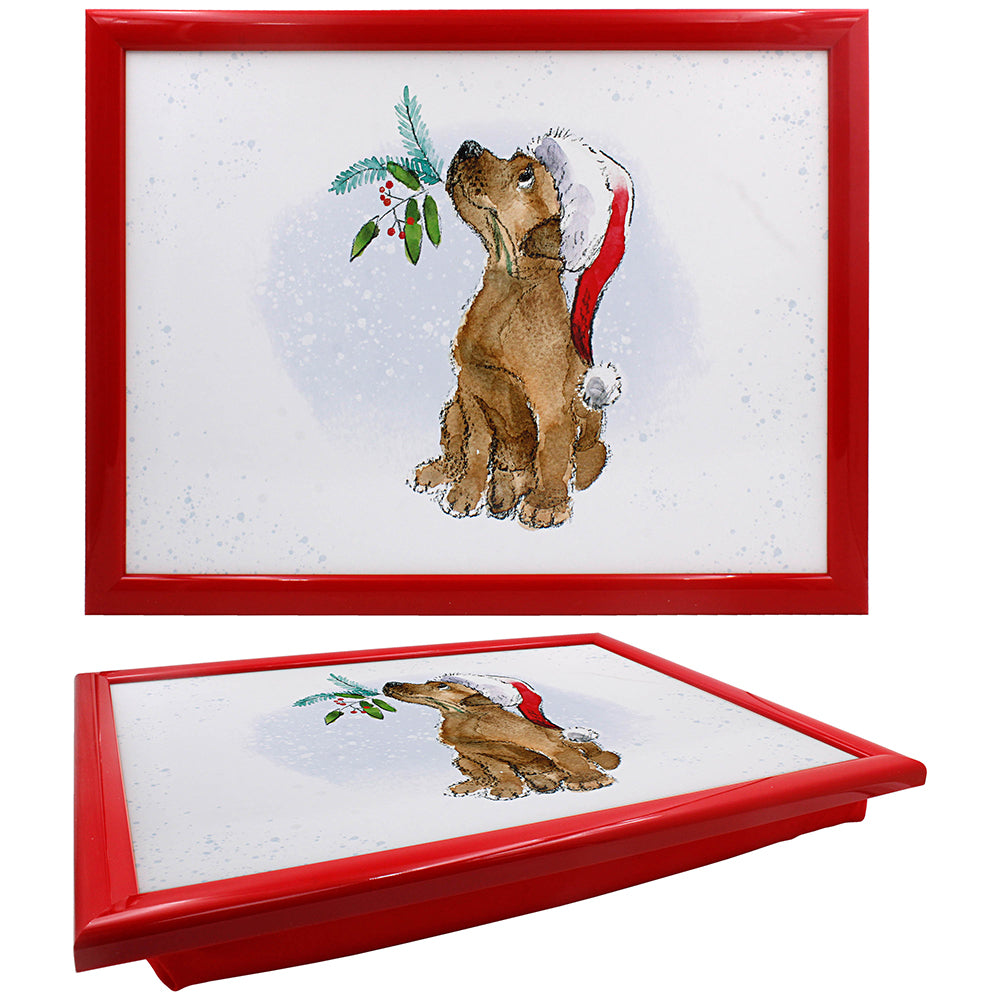 Paper Shed Dog w/ Berries Padded Lap Tray