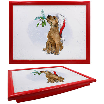 Paper Shed Dog w/ Berries Padded Lap Tray