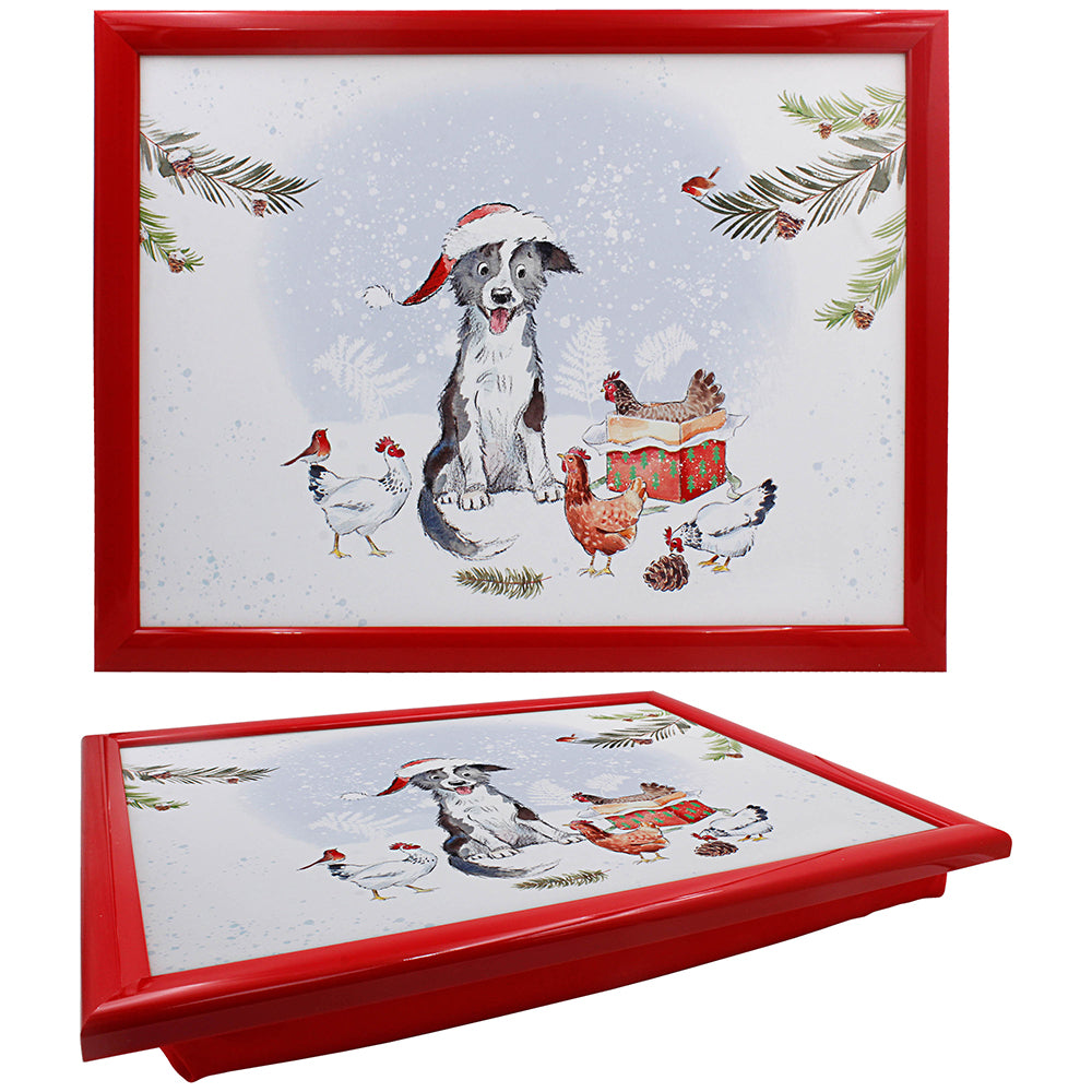 Paper Shed Dog w/ Hens Padded Lap Tray