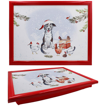 Paper Shed Dog w/ Hens Padded Lap Tray