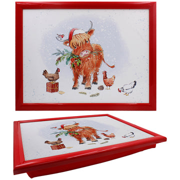 Paper Shed Highland Cow & Hens Padded Lap Tray