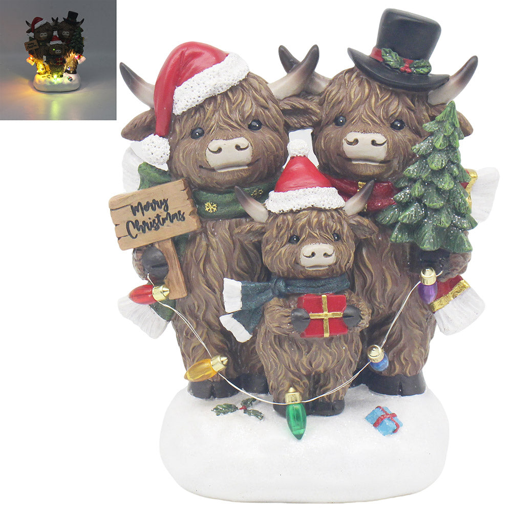Highland Cow Christmas Ornament LED Light Up
