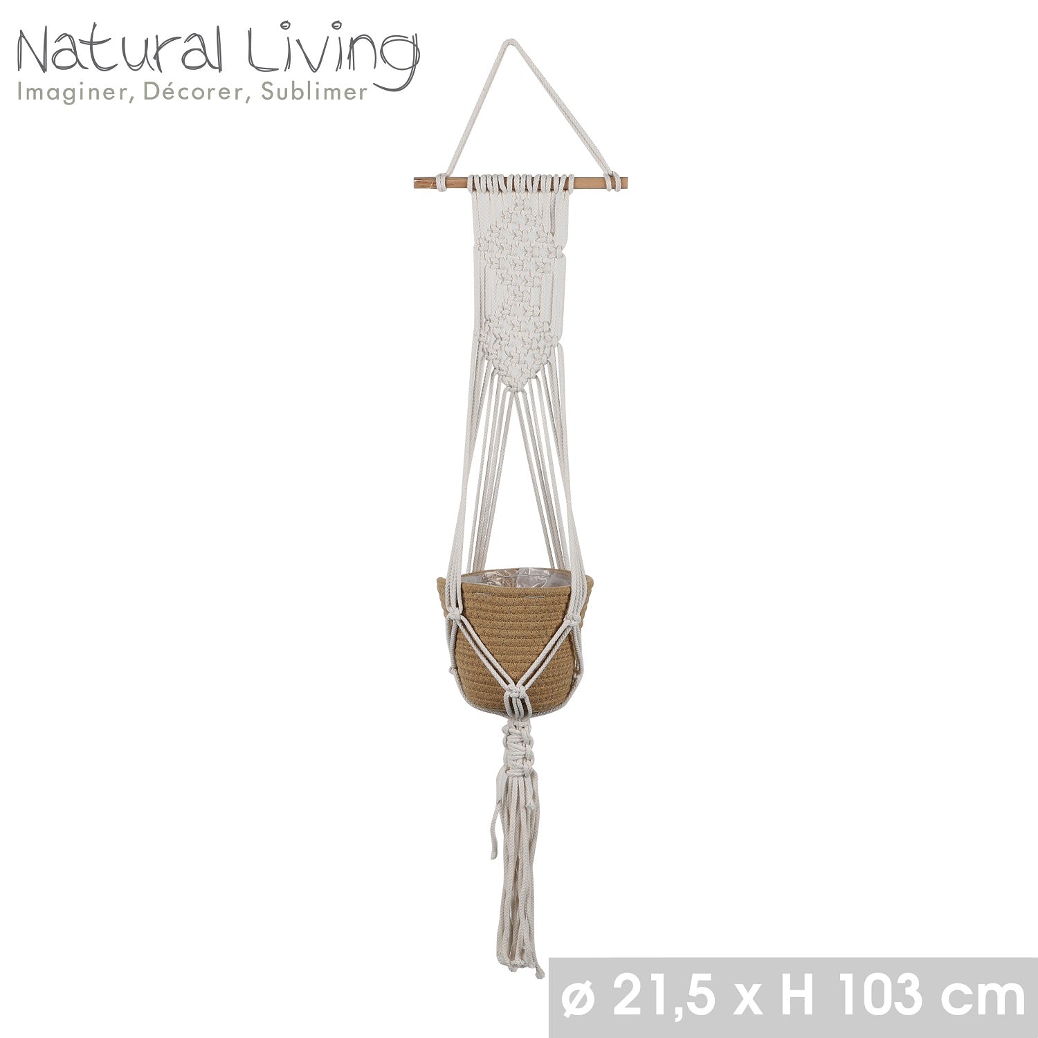 Macrame White Hanging Basket