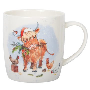 Paper Shed Art Highland Cow Christmas Mug