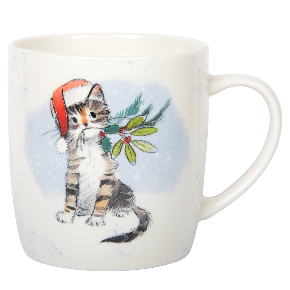 Paper Shed Art Cat With Berries Christmas Mug