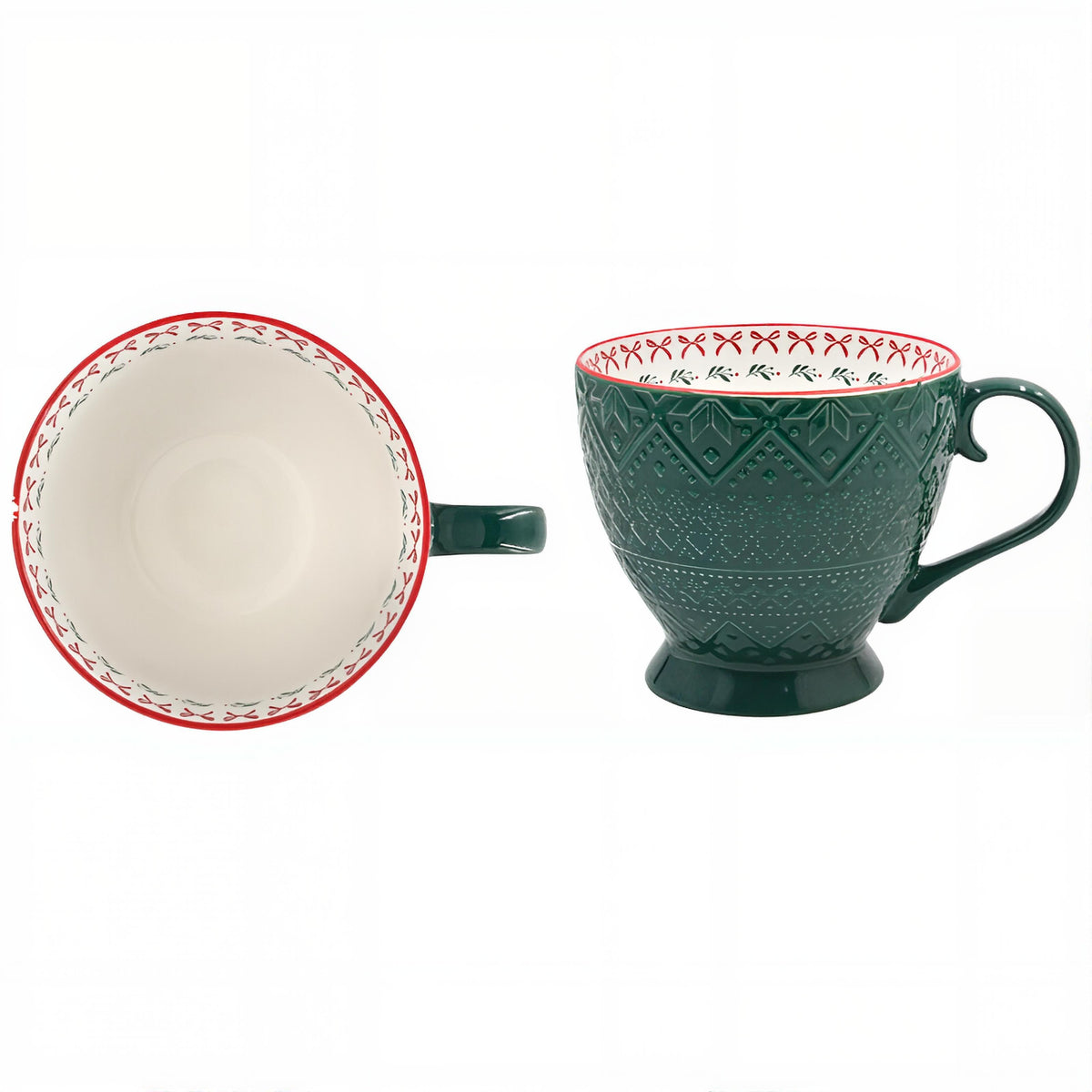 Christmas Green Ceramic Footed Mug