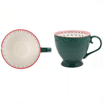 Christmas Green Ceramic Footed Mug
