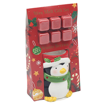 Penguin Shaped Oil Burner w/ 6pcs Wax Melts Christmas Gift Set