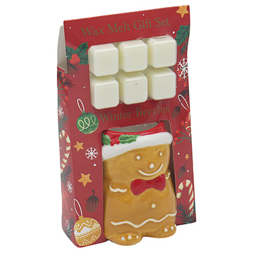 Gingerbread Shaped Oil Burner w/ 6pcs Wax Melts Christmas Gift Set
