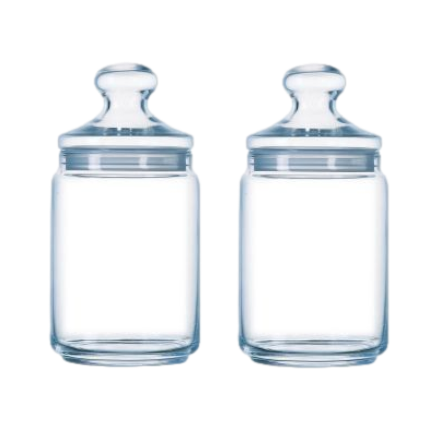 2Pcs 1L Glass Storage Jar Airtight Push Top Seal Canister