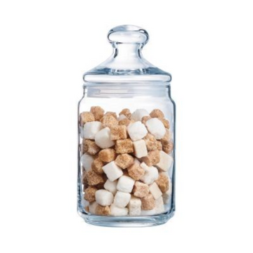 1L Glass Storage Jar Airtight Push Top Seal Lid Canister
