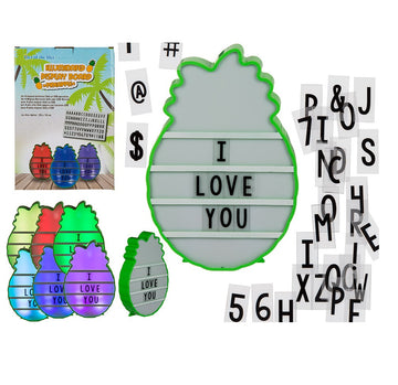Light Up Message Board Pineapple Shape LED Sign Board 80 Letters & Symbols Décor