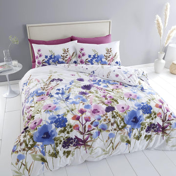 Catherine Lansfield Countryside Floral Duvet Cover Set, Double, Blue