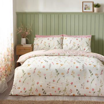 Catherine Lansfield Countryside Floral Duvet Cover Set, Double, Pink