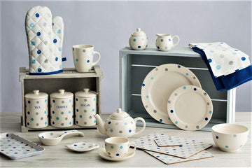 Padstow Blue White Stoneware Cup & Saucer Kitchen
