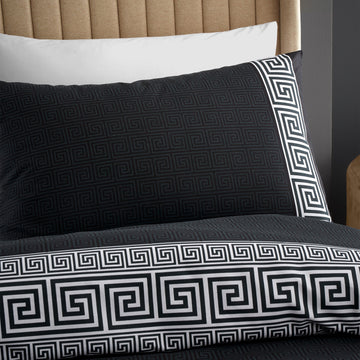 Catherine Lansfield Greek Key Duvet Cover Set, Single, Black & White