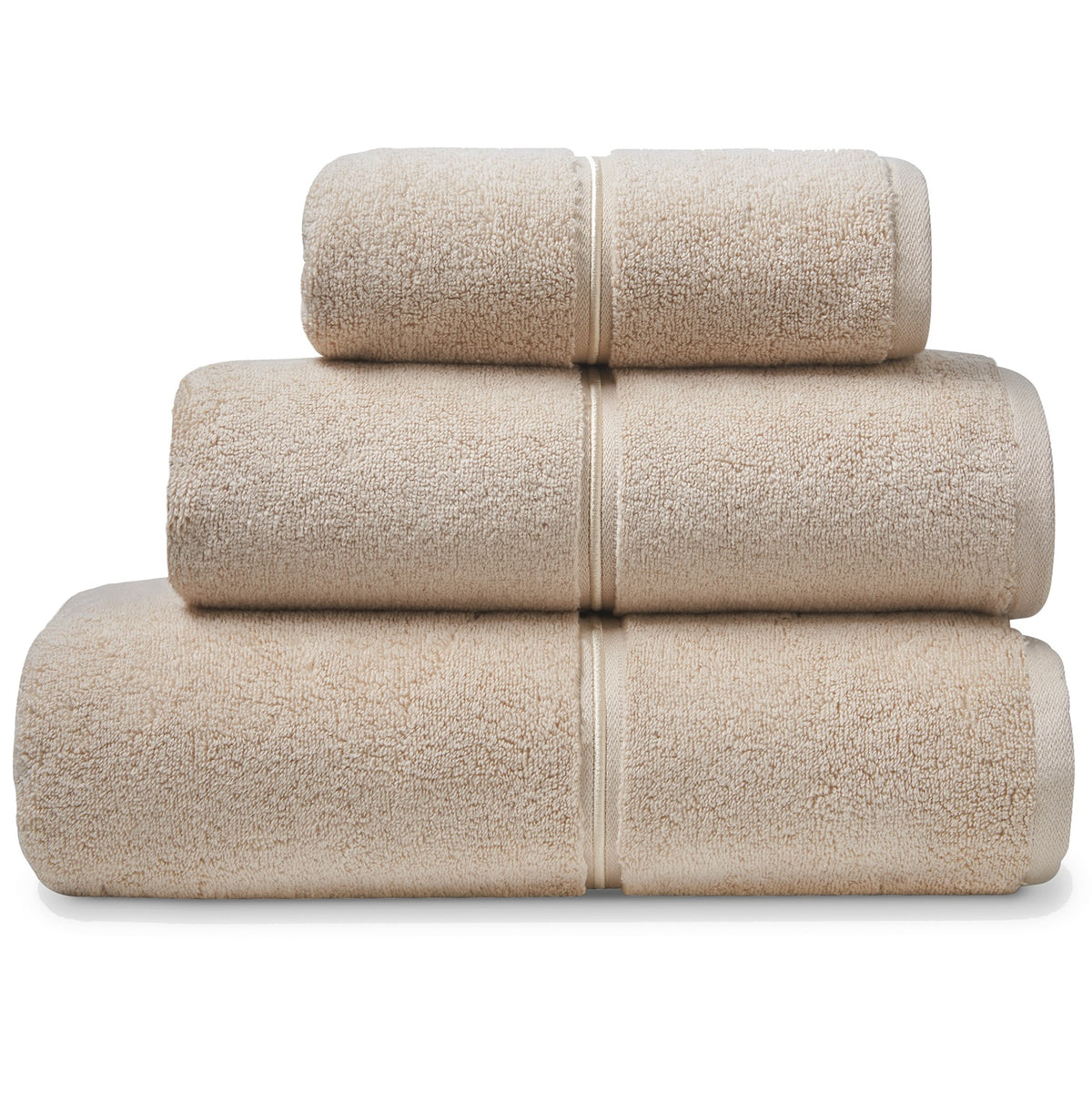 Zero Twist Satin Stitch Bath Sheet Towel with Embroidered Hem - Natural & Gold