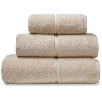 Zero Twist Satin Stitch Bath Sheet Towel with Embroidered Hem - Natural & Gold