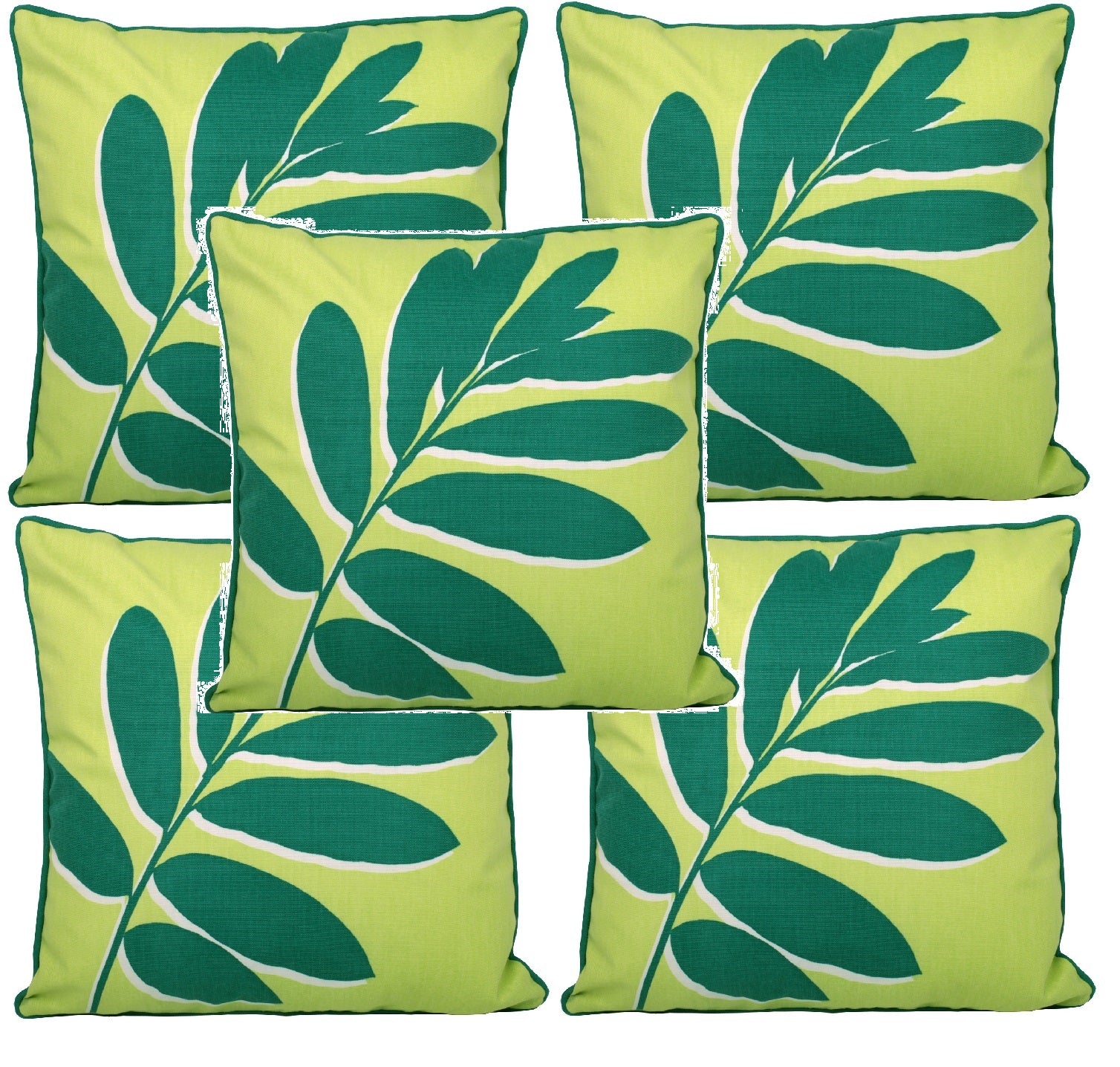 5pc Outdoor Filled Cushion Cover Green Leaf