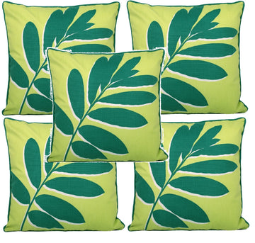 5pc Outdoor Cushion Cover Green Leaf