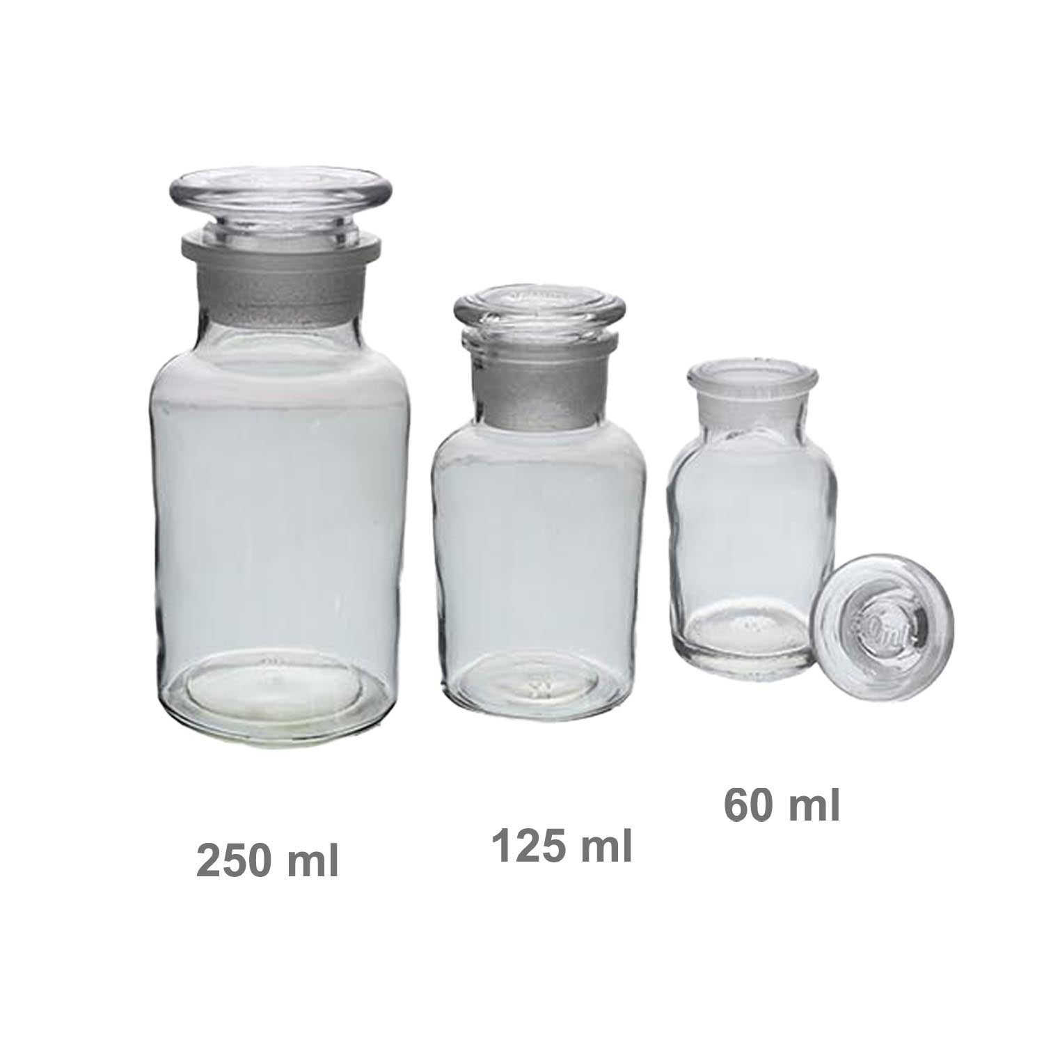3Pcs 60/125/250ml Clear Glass Apothecary Bottles Set