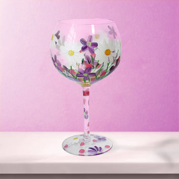 Lynsey Johnstone 600ml Hand Painted Cocktail Gin Glass Daisies Flowers