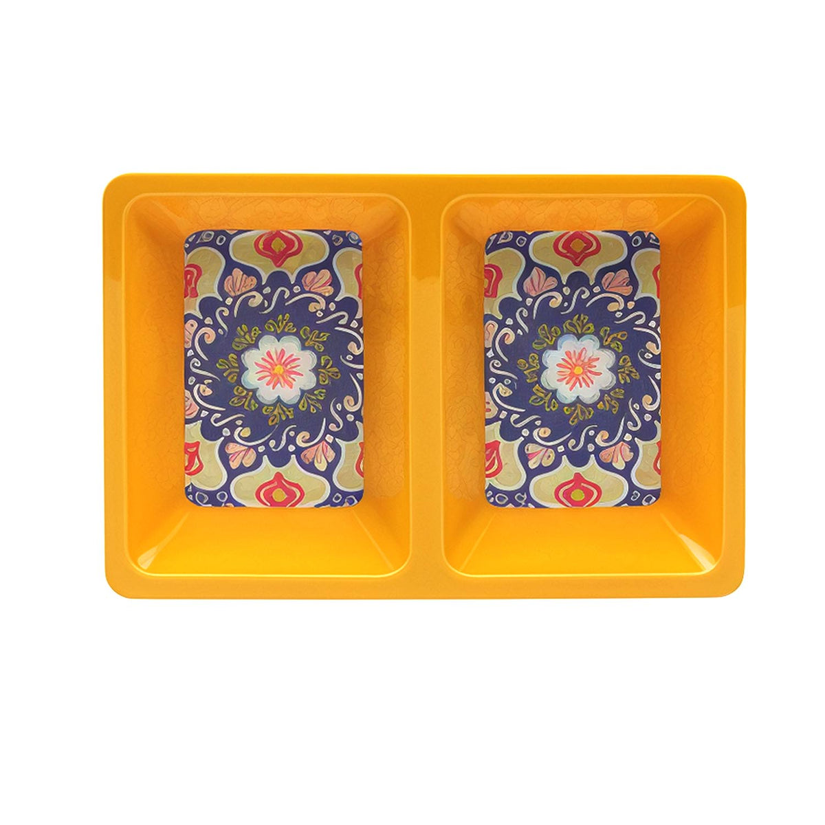 22cm Yellow Mediterranean Tuscany Two Section Dish Tray