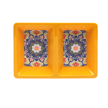22cm Yellow Mediterranean Tuscany Two Section Dish Tray